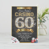 Casino 60e Gouden Diamant Verjaardag Uitnodiging (Staand voorkant)