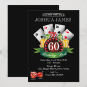 Casino 60e verjaardag uitnodiging - elke leeftijd (Voorkant / Achterkant)