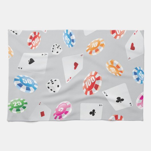 Casino, accessoires spellen patroon 8 theedoek (Horizontaal)