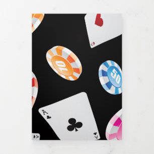 Casino, accessoires voor games 2 drieluik wenskaart