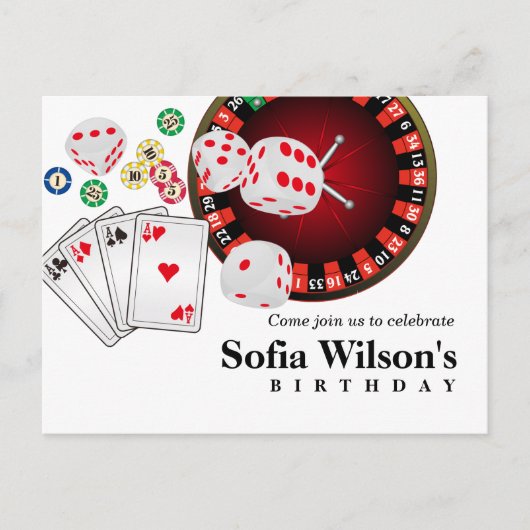 casino adulte jeu anniversaire Carte postale (Devant)