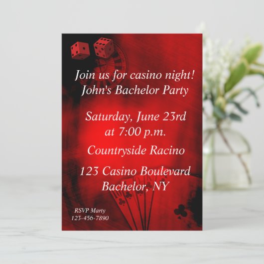 Casino Bachelorfeest Kaart (Staand voorkant)