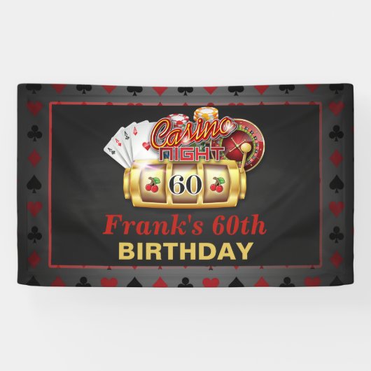 Casino Birthday Banner - 60ste verjaardag (Horizontaal)
