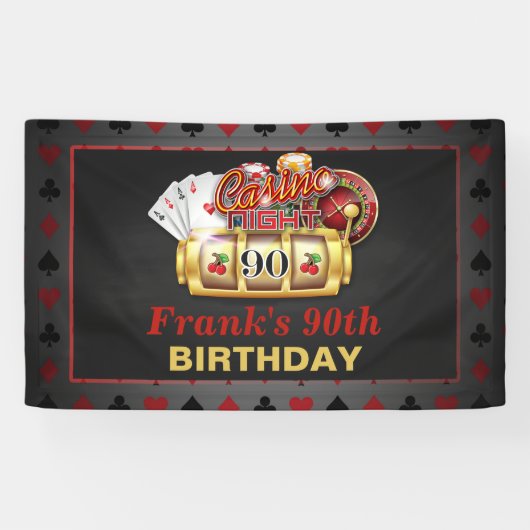 Casino Birthday Banner - 90th Birthday (Horizontaal)