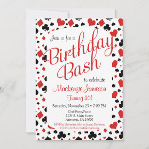 Casino Birthday Invitation Poker Vegas Game Party Kaart