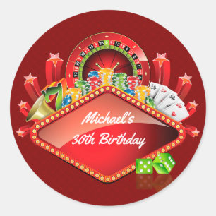 Casino Birthday Party Ronde Sticker
