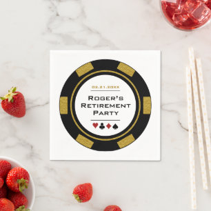 Casino Black Gold Poker Chip Pensioenfeest Servet