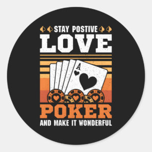 Casino Blijf Positief Liefde Poker Ronde Sticker