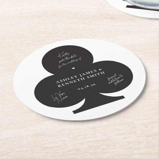 Casino Bruiloft Bewaar de datum Ronde Kartonnen Onderzetter (Gebogen)