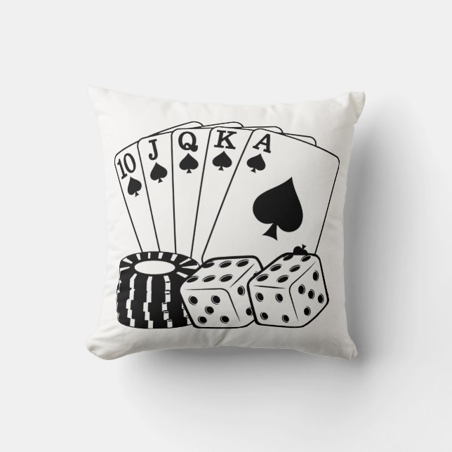 Casino Cards Dice Poker Chips Art Kussen (Voorkant)