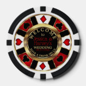 Casino Chip Bruiloft - Drink op ons - Rood (Voorkant)