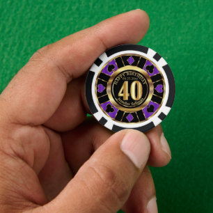 Casino Chip Las Vegas 40e Verjaardag - Paarse