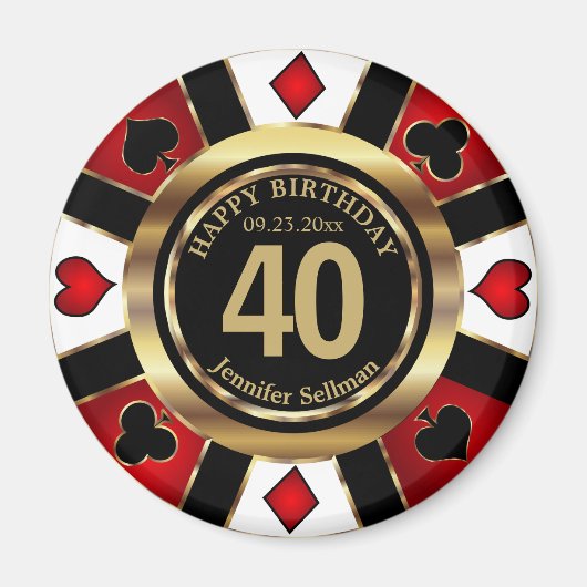 Casino Chip Las Vegas Anniversaire - Red Magnet (Devant)