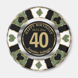 Casino Chip Las Vegas Birthday - Green Magneet