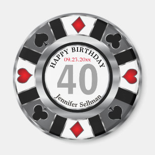 Casino Chip Las Vegas Birthday - Silver Magneet