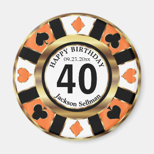 Casino Chip Las Vegas Birthday - Sinaasappel Magneet