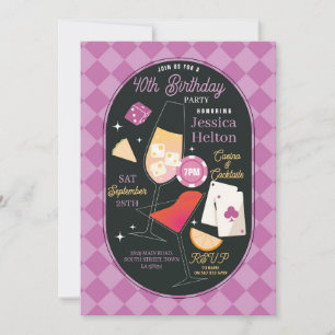 Casino Cocktails Las Vegas Verjaardagskaarten Roze Kaart