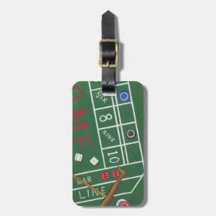 Casino Craps Table met Chips en Dice Bagagelabel