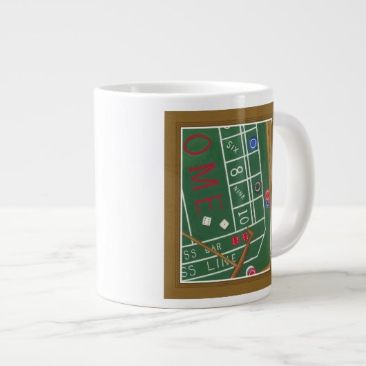 Casino Craps Table met Chips en Dice Grote Koffiekop (Voorkant rechts)