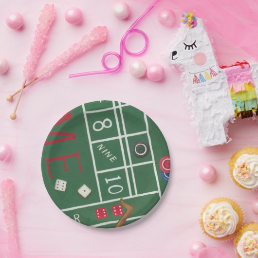 Casino Craps Table met Chips en Dice Papieren Bordje (Feest)