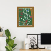 Casino Craps Table met Chips en Dice Poster (Thuiskantoor)