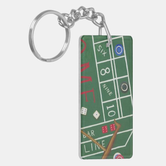 Casino Craps Table met Chips en Dice Sleutelhanger (Voorkant Links)