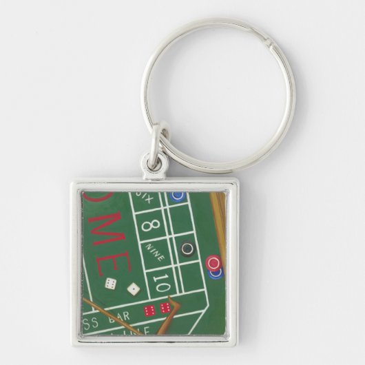 Casino Craps Table met Chips en Dice Sleutelhanger (Voorkant)