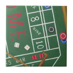 Casino Craps Table met Chips en Dice Tegeltje
