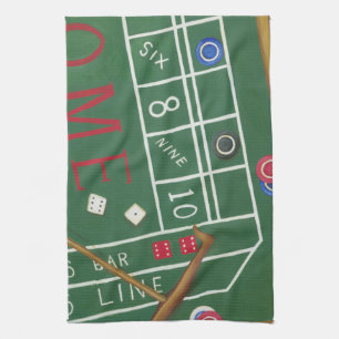 Casino Craps Table met Chips en Dice Theedoek
