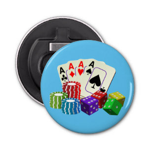 Casino Dice Poker chips Kaarten Button Flesopener