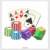 Casino Dice, pokerchips, Kaarten spelen Sticker (Vel)