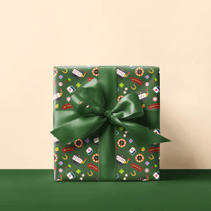 Casino Feest Groen Cadeaupapier