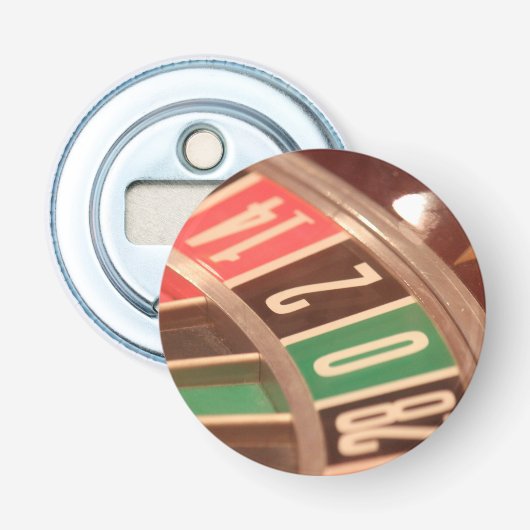 Casino Gambling Roulette Wheel Retro Styl Button Flesopener (Voorkant)