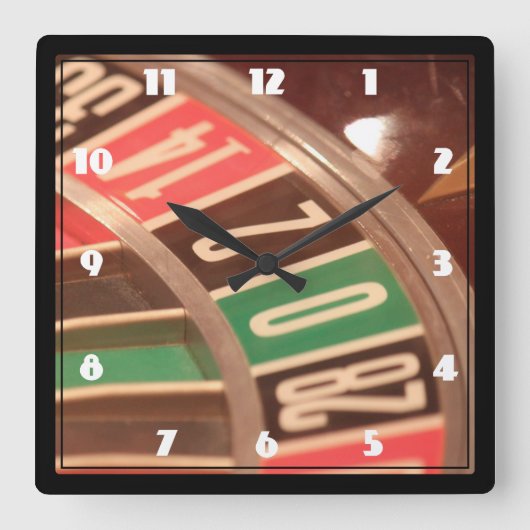 Casino Gambling Roulette Wheel Retro Style Vierkante Klok (Voorkant)