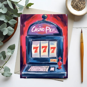 Casino gokautomaat schilderij briefkaart