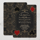 Casino Gold Black Gatsby 1920s Gambling Wedding Kaart (Voorkant / Achterkant)