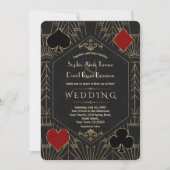 Casino Gold Black Gatsby 1920s Gambling Wedding Kaart (Voorkant)
