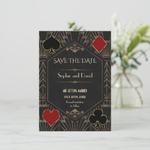 Casino Goud Zwarte Gatsby Trouw Save The Date Kaart