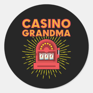 Casino Grandma Gambling Granny Ronde Sticker