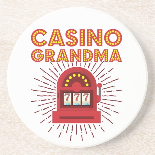 Casino Grandma Slot Machine Gambling Grootmoeder Zandsteen Onderzetter (Voorkant)