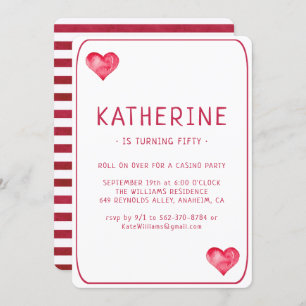 Casino Hearts Jouer Carte Anniversaire Invitation