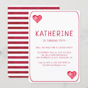 Casino Hearts-speelkaart Birthday-uitnodiging Kaart