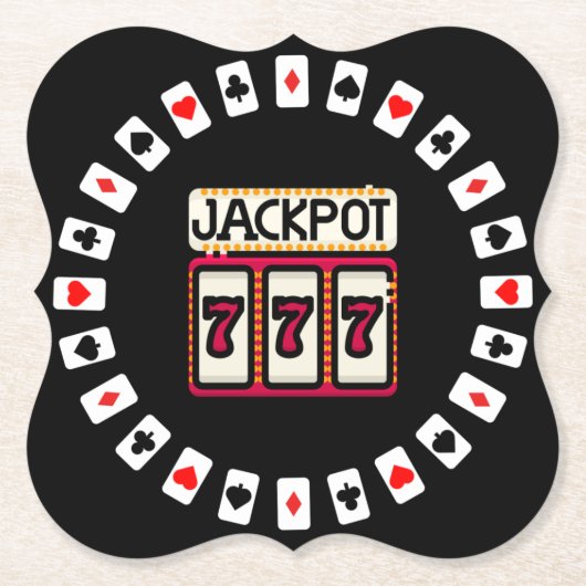 Casino Hit the Jackpot 777 Kartonnen Onderzetters (Voorkant)