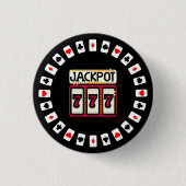 Casino Hit the Jackpot 777 Ronde Button 3,2 Cm (Voorkant)