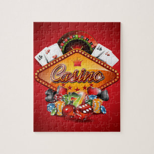 Casino-illustratie met gokelementen legpuzzel