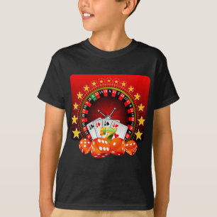 Casino-illustratie met rouletwiel en -dices t-shirt