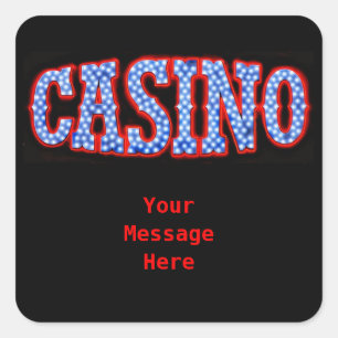 Casino in rood wit en blauw vierkante sticker