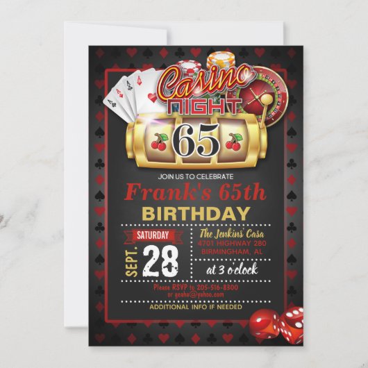 Casino Invitation 65e anniversaire (Devant)