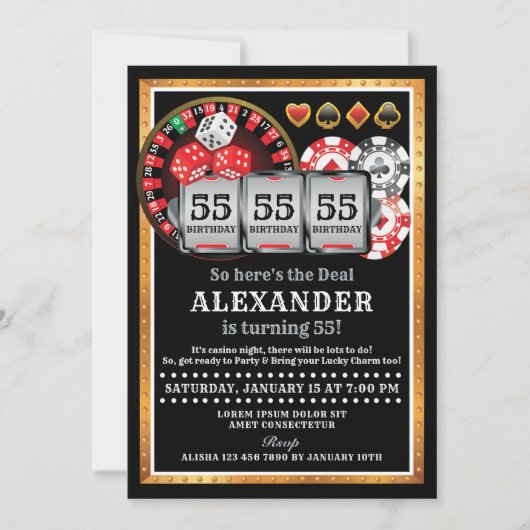 Casino Invitation Anniversaire (Devant)