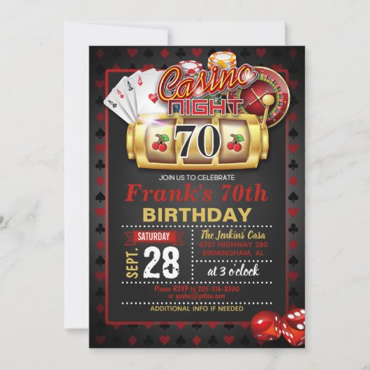 Casino Invitation d'anniversaire 70e (Devant)